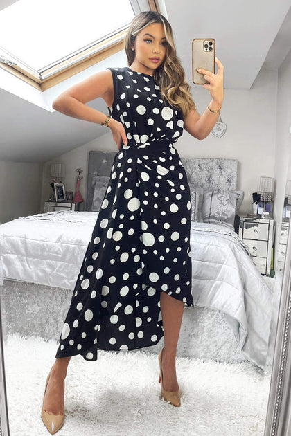 White spotty midi dress new arrivals