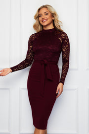 Sally Berry High Neck Lace Top Midi Dress