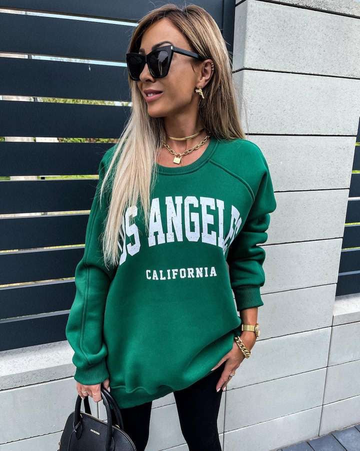 Sofia Green LA Printed Oversized Sweatshirt