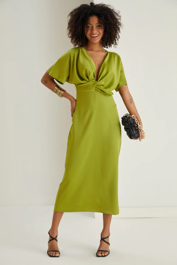 Neon green 2025 silk dress