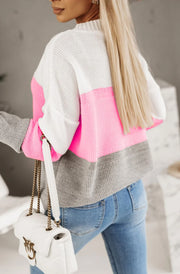 Katie Pink Colour Block Knitted Jumper