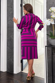 Mel Pink & Purple Stripe Wrap Style Midi Dress