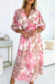 Jessie Pink Floral Chiffon Midaxi Dress