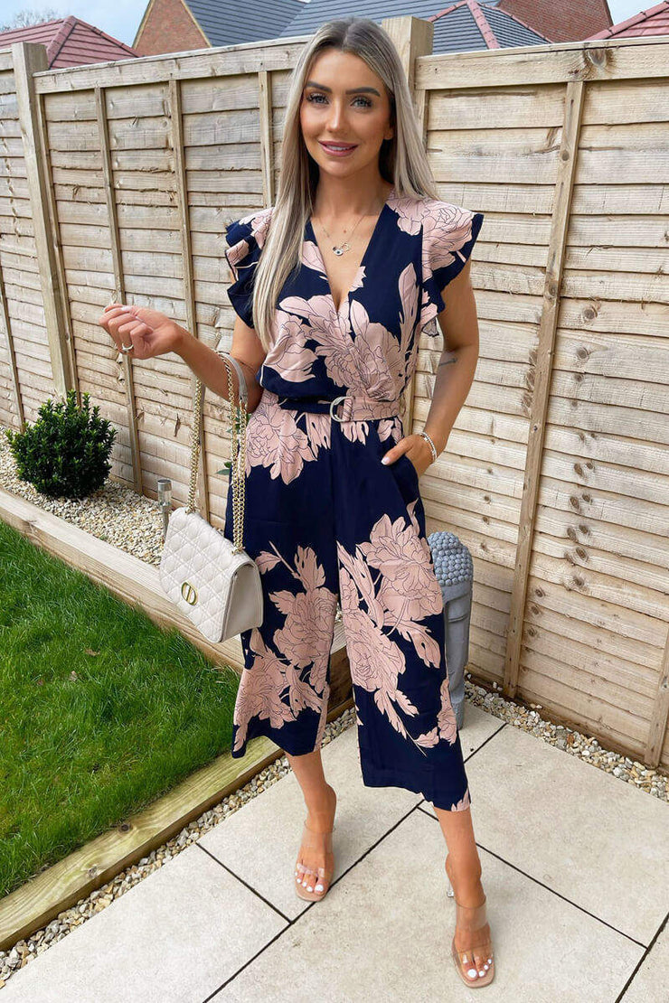 Navy and hot sale blush floral dress