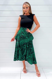 Isabelle Green and Black 2 in 1 Midi Dress