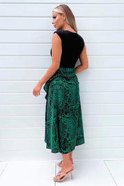 Isabelle Green and Black 2 in 1 Midi Dress