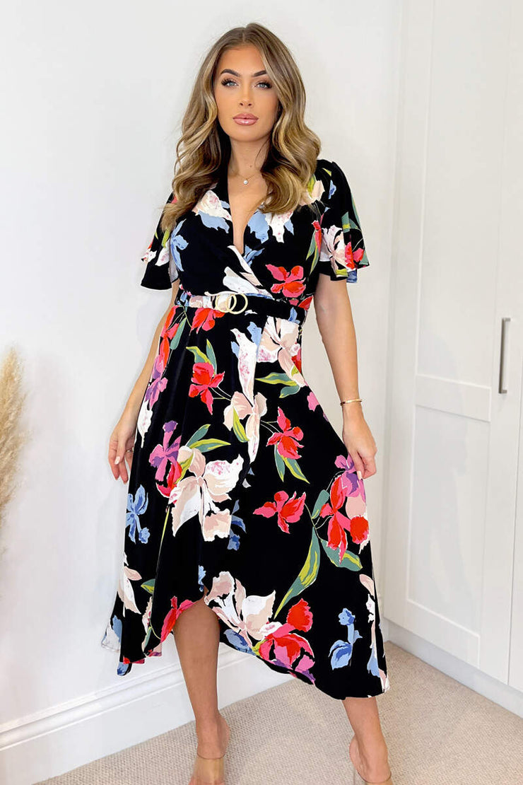printed belted midi dress ZARA NWT WOMAN MIDI BELTED PRINTED SHIRT DRESS FLOWY GREEN | 2492/161 SIZE S