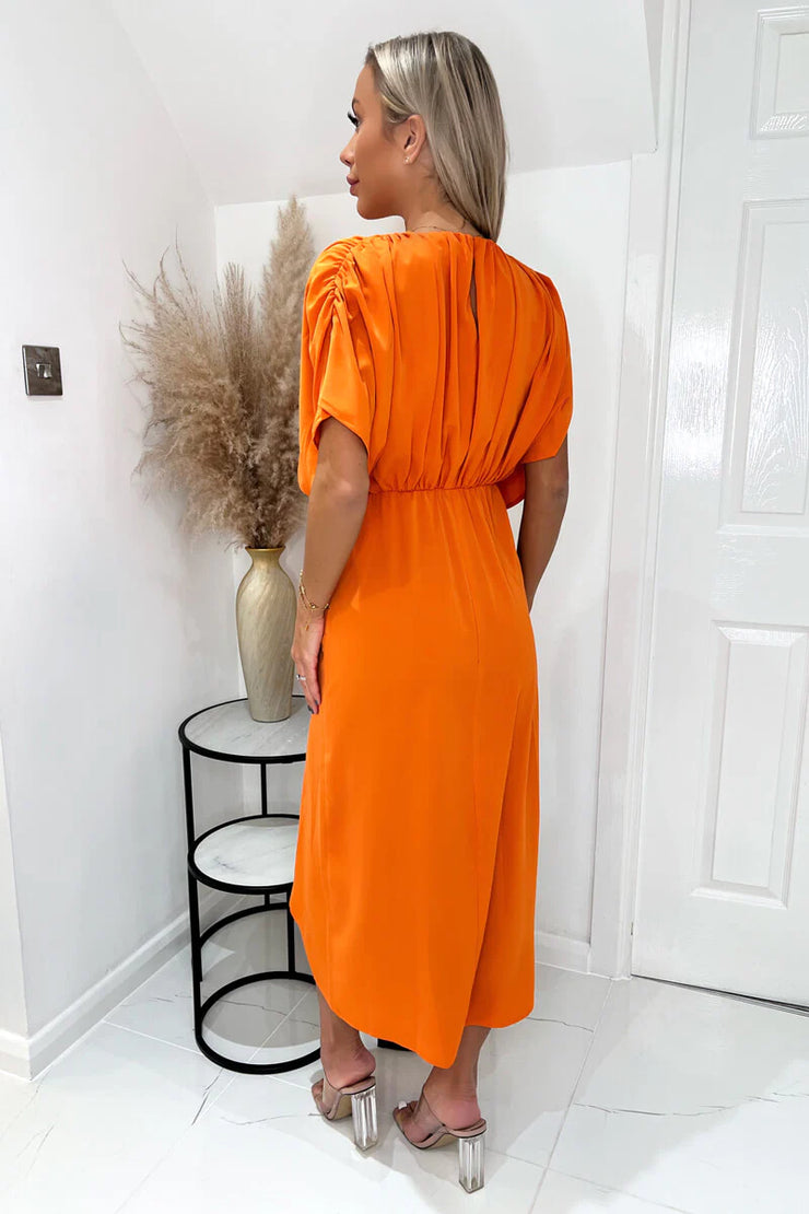 blood orange dress Heirlome Barbara Drape Styling - - 30% Off FL USA Limited Edition V = Voluptuous (XL) Size Measurements Priscavera Blood Orange Keyhole Dress