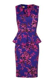 Chloe Purple Floral Peplum Style Dress