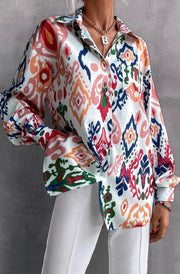 Connie Abstract Multi Print Button Shirt Top