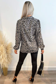 Leo Grey Animal Print Long Sleeved Shirt