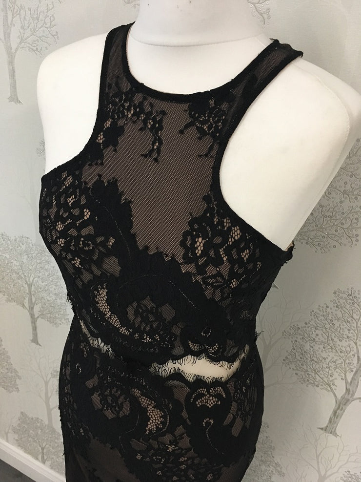 Jordyn Black Lace Racer Back Maxi Dress