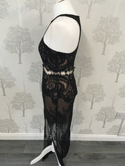 Jordyn Black Lace Racer Back Maxi Dress