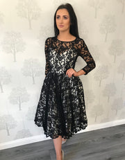 Kylie Black Full Lace Netted Under Layer Dress