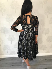 Kylie Black Full Lace Netted Under Layer Dress