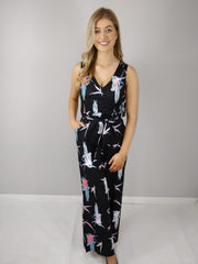 Milana Black Floral Pocket Jumpsuit 