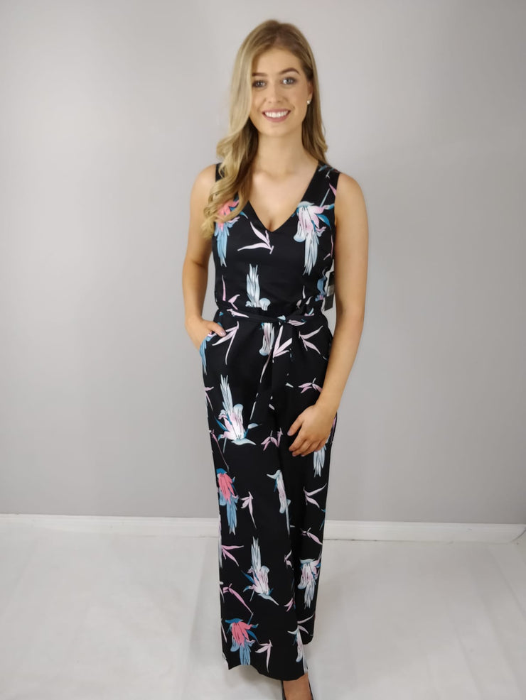 Milana Black Floral Pocket Jumpsuit 