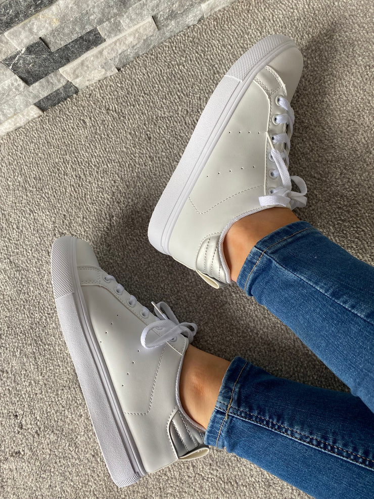Emmy White and Silver Detail Laced Trainer