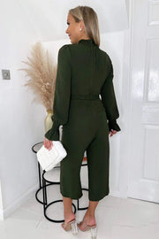 Benita Olive Green Belted Pocket Jumpsuit