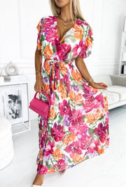 Sandie Multi Floral Print Belted Maxi Dress