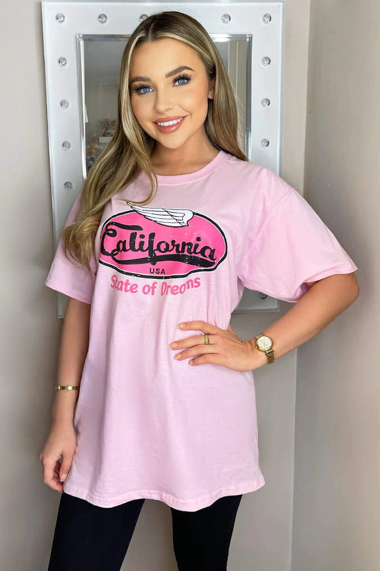 Tessie Pink California Printed T Shirt