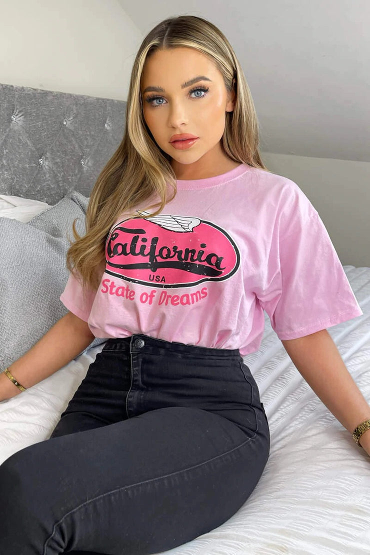 Tessie Pink California Printed T Shirt