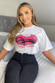 Tessie White California Printed T Shirt