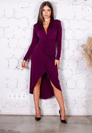 Roxy Plum Violet Wrap Style Midi Dress