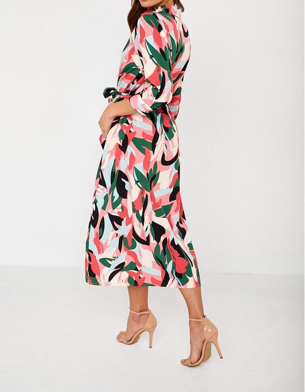 Vanessa Pink Green Multi Print Shirt Dress