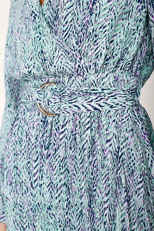 Lisa Mint Multi Print Belted Midi Dress
