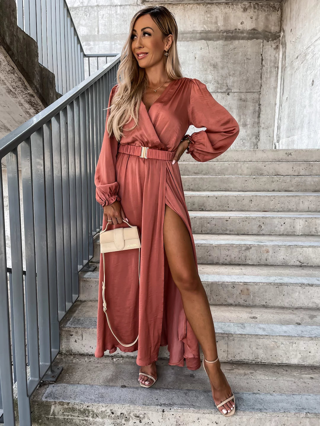 Laura Rose Blush Belted Maxi Dress Koko Rose Boutique