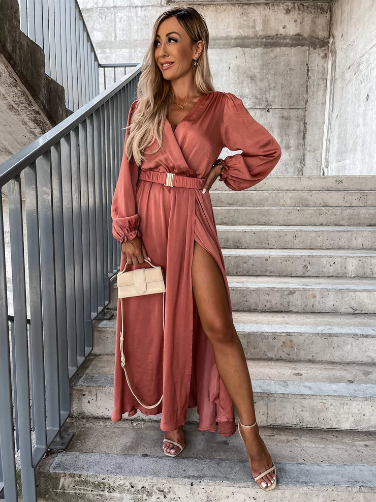 Laura Rose Blush Belted Maxi Dress