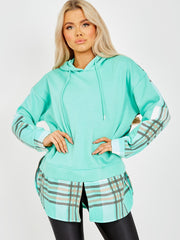 Zola Mint Check Tartan Contrast Hoodie